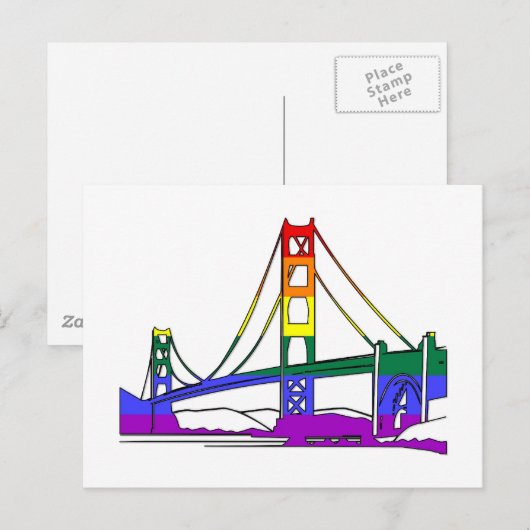 Golden Gate Bridge Rainbow Pride Postkarte (Vorne/Hinten)