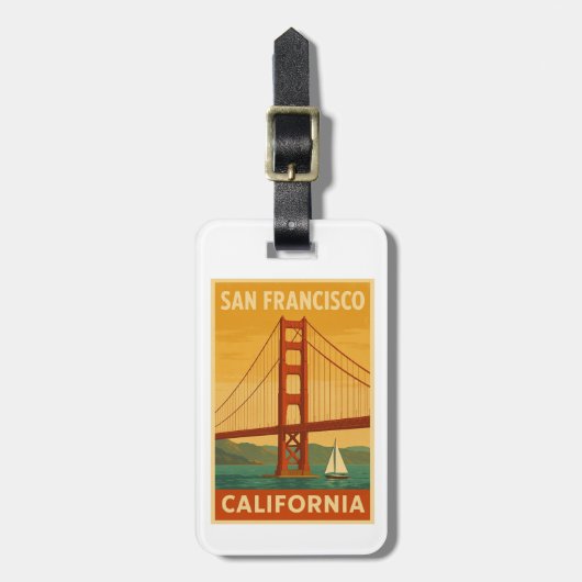 Golden Gate Bridge Retro – San Francisco Gepäckanhänger (Vorderseite vertikal)