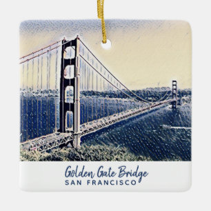 Golden Gate Bridge San Francisco Aquarell-Kunst Keramikornament