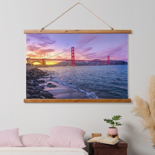 Golden Gate Bridge San Francisco California Wandteppich Mit Holzrahmen (Schlafzimmer)