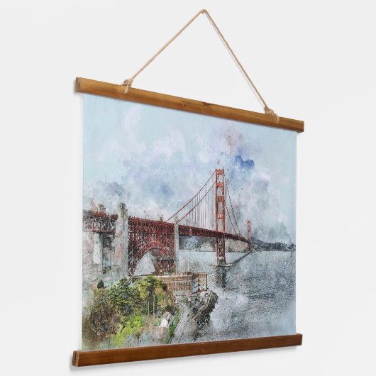 Golden Gate Bridge San Francisco California Wandteppich Mit Holzrahmen (Gewinkelt)