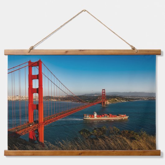 Golden Gate Bridge San Francisco California Wandteppich Mit Holzrahmen (Vorne)