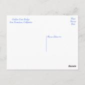 Golden Gate Bridge San Francisco, Kalifornien CA Postkarte (Rückseite)