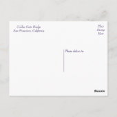 Golden Gate Bridge San Francisco, Kalifornien CA Postkarte (Rückseite)