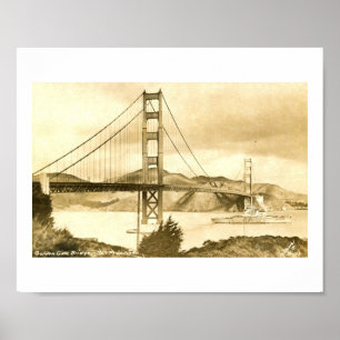 Golden Gate Bridge, San Francisco Vintag Poster