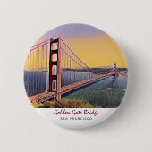 Golden Gate Bridge San Francisco Vintage Malerei Button (Vorderseite)