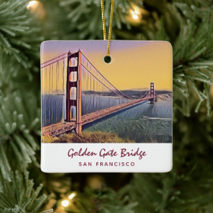 Golden Gate Bridge San Francisco Vintage Malerei Keramikornament