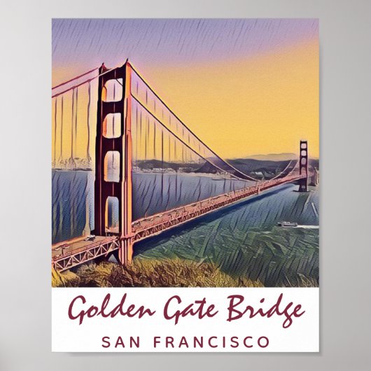 Golden Gate Bridge San Francisco Vintage Malerei Poster (Vorne)
