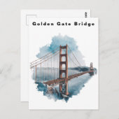 Golden Gate Bridge San Francisco Watercolor Postkarte (Vorne/Hinten)