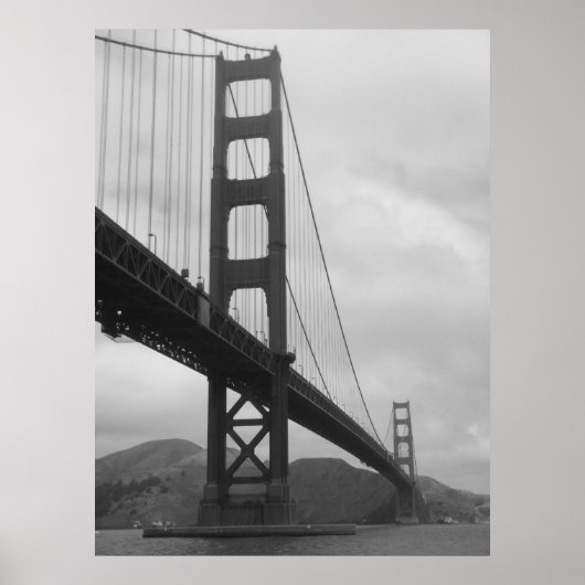 Golden Gate Bridge (Schwarz/Weiß) Poster (Vorne)