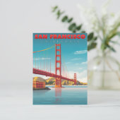 Golden Gate Bridge - Sehenswürdigkeit San Francisc Postkarte (Stehend Vorderseite)