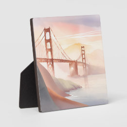 Golden Gate Bridge | Sonnenaufgang Schöne Aquarell Fotoplatte
