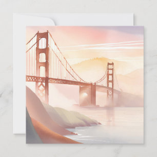Golden Gate Bridge   Sonnenaufgang Schöne Aquarell Karte
