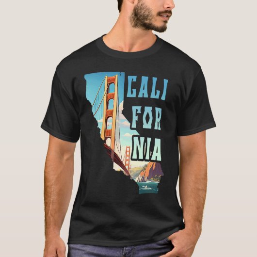 Golden Gate Bridge Souvenir San Francisco Karte T-Shirt (Vorderseite)