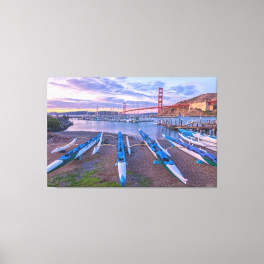 Golden Gate Bridge und Outrigger Canoes Leinwanddruck (Vorderseite)
