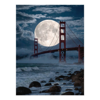 Golden Gate Bridge Under Full Moon Fotodruck