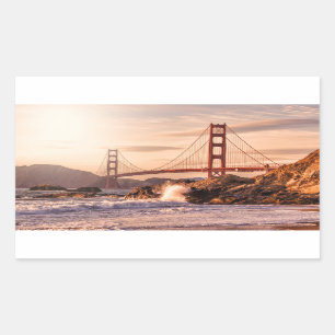 Golden gate bridge vom Bäcker-Strand Rechteckiger Aufkleber