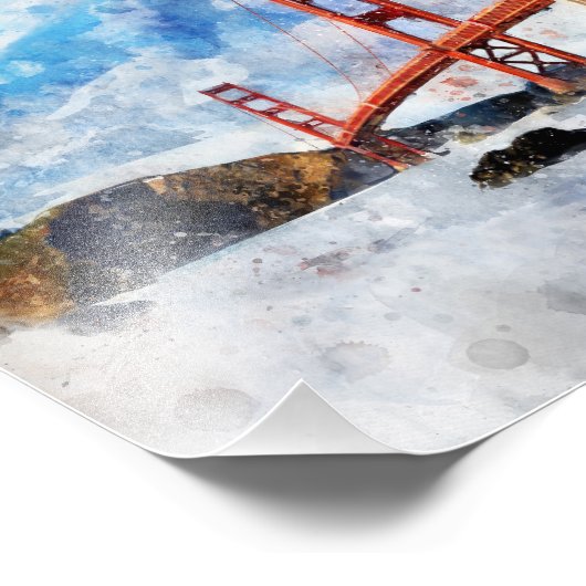 Golden Gate Bridge Wasserfarbe in San Francisco Fotodruck (Ecke)