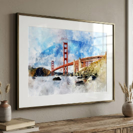 Golden Gate Bridge Wasserfarbe in San Francisco Fotodruck