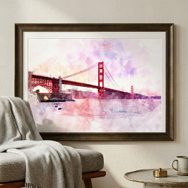 Golden Gate Bridge Wasserfarbe in San Francisco Fotodruck