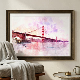 Golden Gate Bridge Wasserfarbe in San Francisco Fotodruck