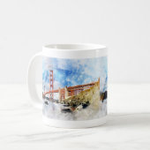Golden Gate Bridge Wasserfarbe in San Francisco Kaffeetasse (Vorderseite Links)