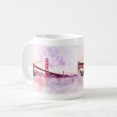 Golden Gate Bridge Wasserfarbe in San Francisco Kaffeetasse (Vorderseite Links)