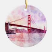 Golden Gate Bridge Wasserfarbe in San Francisco Keramik Ornament (Vorne)