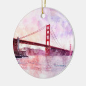 Golden Gate Bridge Wasserfarbe in San Francisco Keramik Ornament (Links)