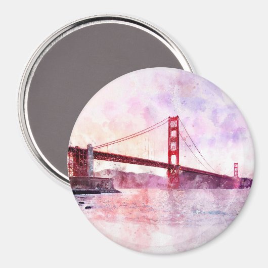 Golden Gate Bridge Wasserfarbe in San Francisco Magnet (Vorderseite/Rückseite)