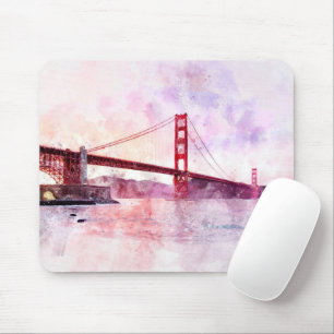 Golden Gate Bridge Wasserfarbe in San Francisco Mousepad