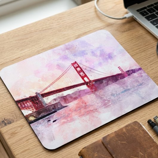 Golden Gate Bridge Wasserfarbe in San Francisco Mousepad