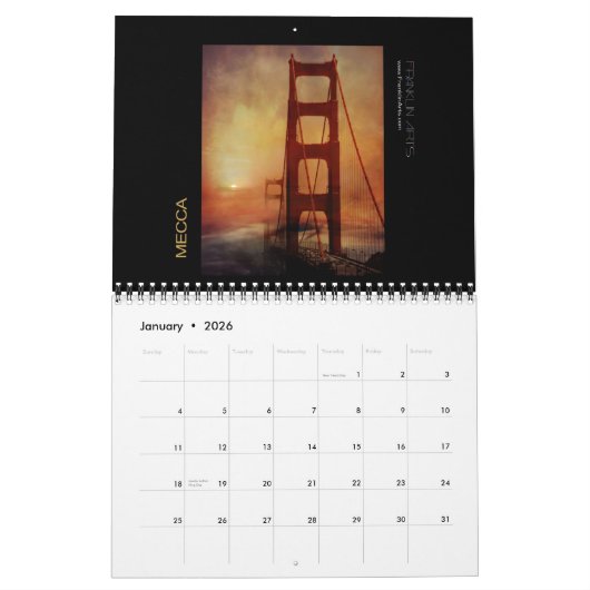 Golden Gate Brücke 2013 inspirierte Grafik Kalender (Jan 2026)