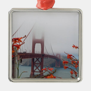 Golden Gate Brücke mit orange Blumen Ornament Aus Metall