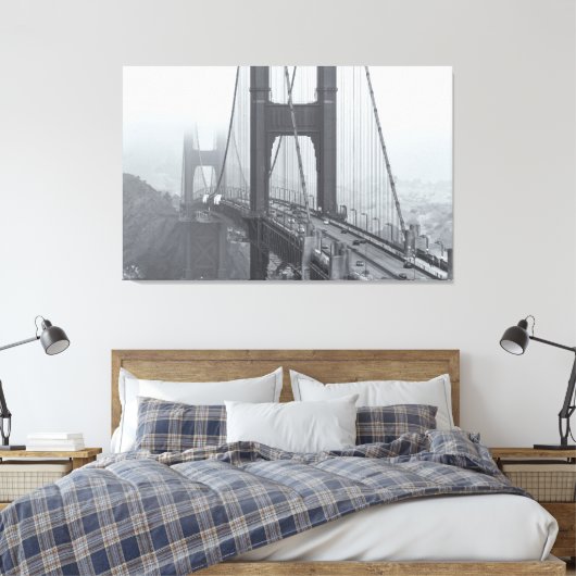 Golden Gate bw. Leinwanddruck (Insitu (Schlafzimmer))
