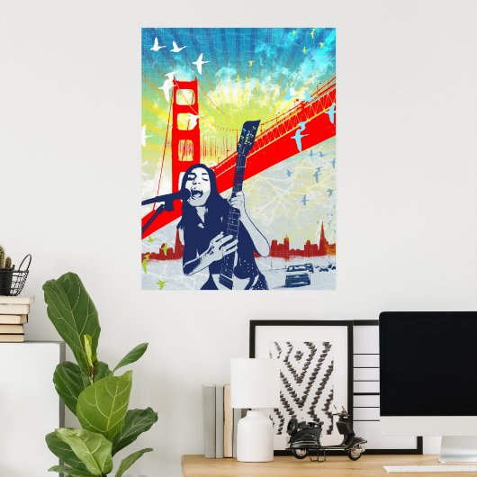 Golden Gate Gitarrist Poster (Heimbüro)