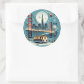 Golden Gate Holiday Magic San Francisco Christmas Runder Aufkleber (Tasche)