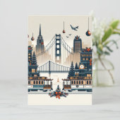 Golden Gate Holiday Magic San Francisco Weihnachte Dankeskarte (Stehend Vorderseite)