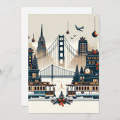 Golden Gate Holiday Magic San Francisco Weihnachte Dankeskarte (Vorne/Hinten)