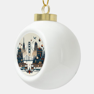 Golden Gate Holiday Magic San Francisco Weihnachte Keramik Kugel-Ornament