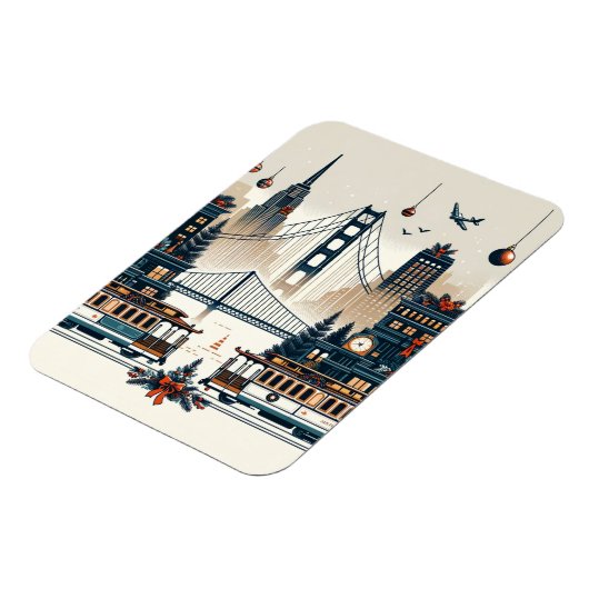 Golden Gate Holiday Magic San Francisco Weihnachte Magnet (Linke Seite)