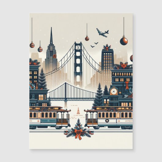 Golden Gate Holiday Magic San Francisco Weihnachte Magnetkarte (Vorderseite)