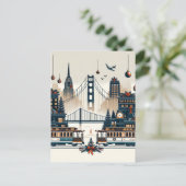 Golden Gate Holiday Magic San Francisco Weihnachte Postkarte (Stehend Vorderseite)