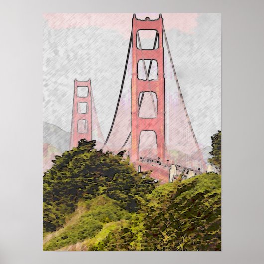 Golden Gate in Oil Poster (Vorne)