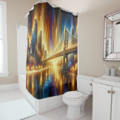 "Golden Gate Reflections: Night Cityscape" Duschvorhang (Beispiel)
