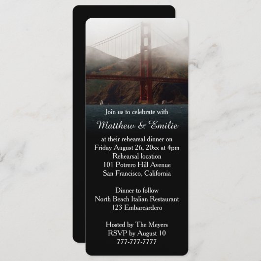 Golden Gate San Francisco Probe Abendessen Einladung (Vorne/Hinten)