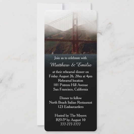 Golden Gate San Francisco Probe Abendessen Einladung (Vorderseite)