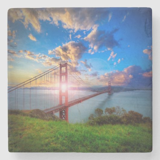Golden Gate-Sonnenaufgang Steinuntersetzer (Vorderseite)