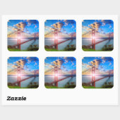Golden Gate Sunrise Quadratischer Aufkleber (Blatt)