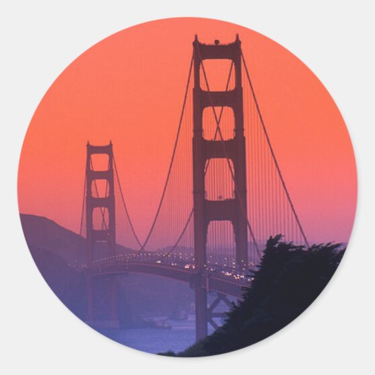 Golden Gate Sunset Runder Aufkleber (Vorderseite)
